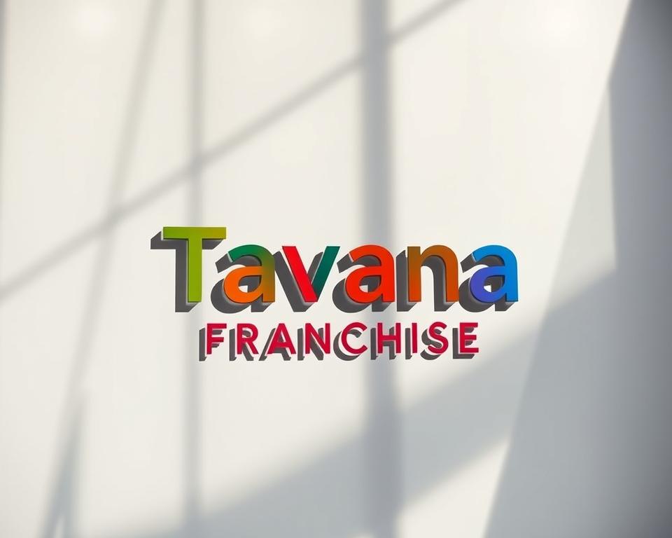 A prominently displayed "Tavana Franchise" logo, rendered in a clean, modern typeface with a vibrant color scheme that commands attention. The logo is the focal point, surrounded by a sleek, minimalist composition featuring geometric shapes and lines that convey a sense of professionalism, stability, and growth. The lighting is crisp and directional, casting subtle shadows that add depth and dimension to the image. The overall atmosphere is one of confidence, sophistication, and the promise of success that comes with aligning oneself with a well-established, trustworthy franchise brand.